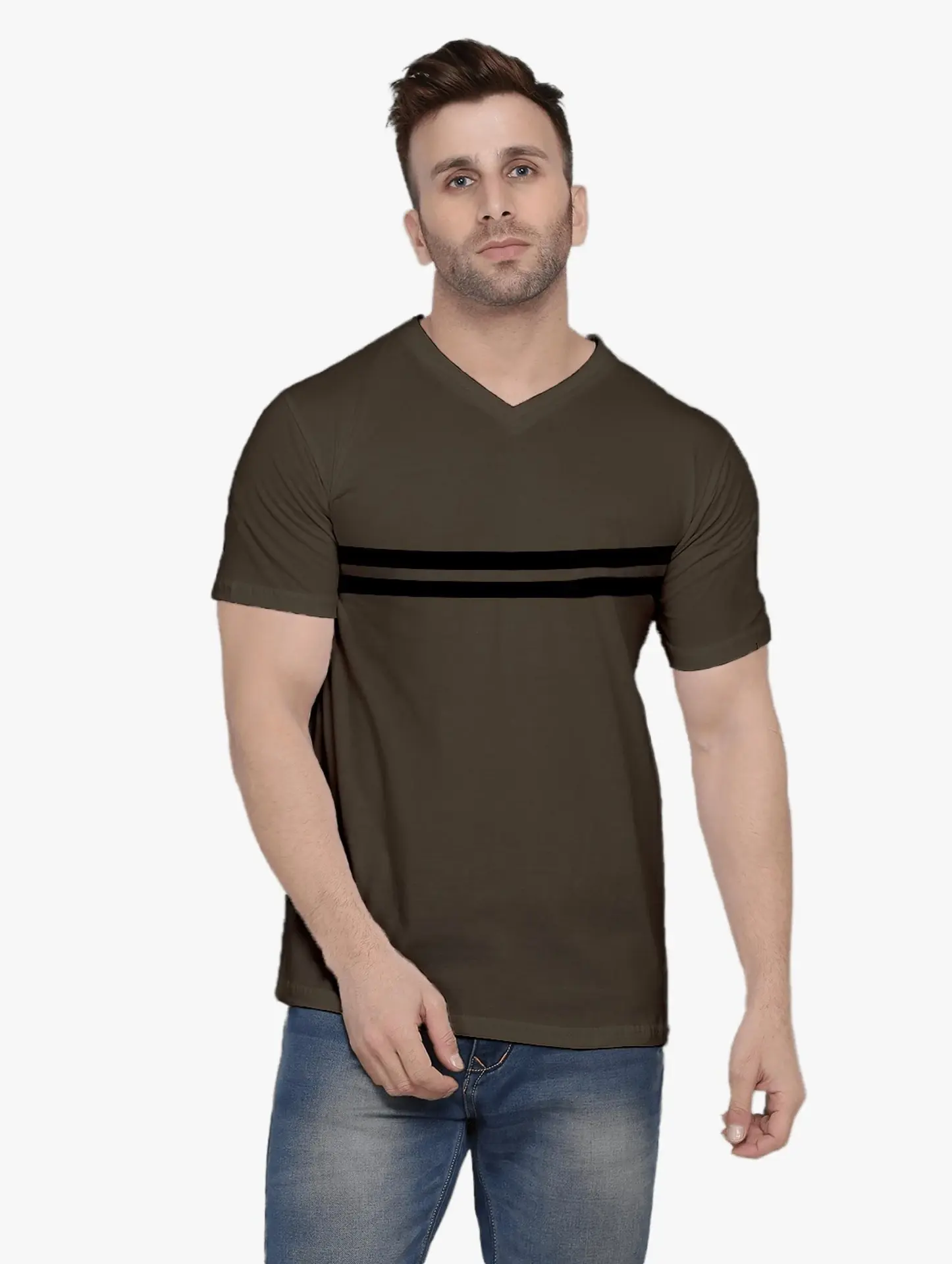 Olive V-Neck Men's T-Shirt