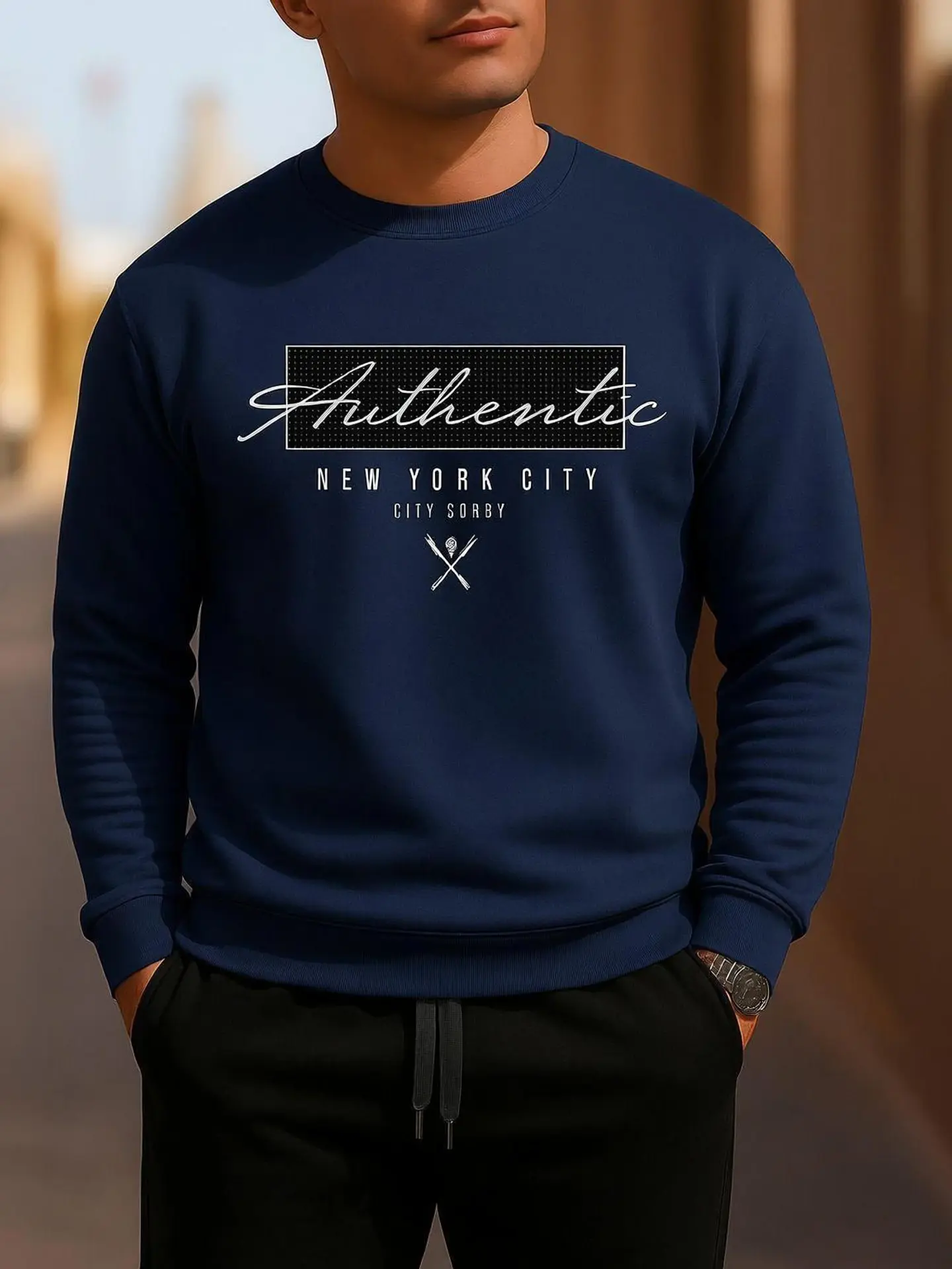 Navy Crew Neck Men's T-Shirt