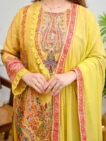 Sunehri Gulnaar Paisley Muslin Festive Farshi Suit - Image 2